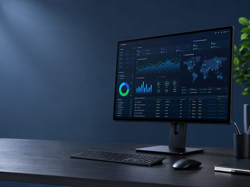 Desktop monitor displaying an IT management dashboard