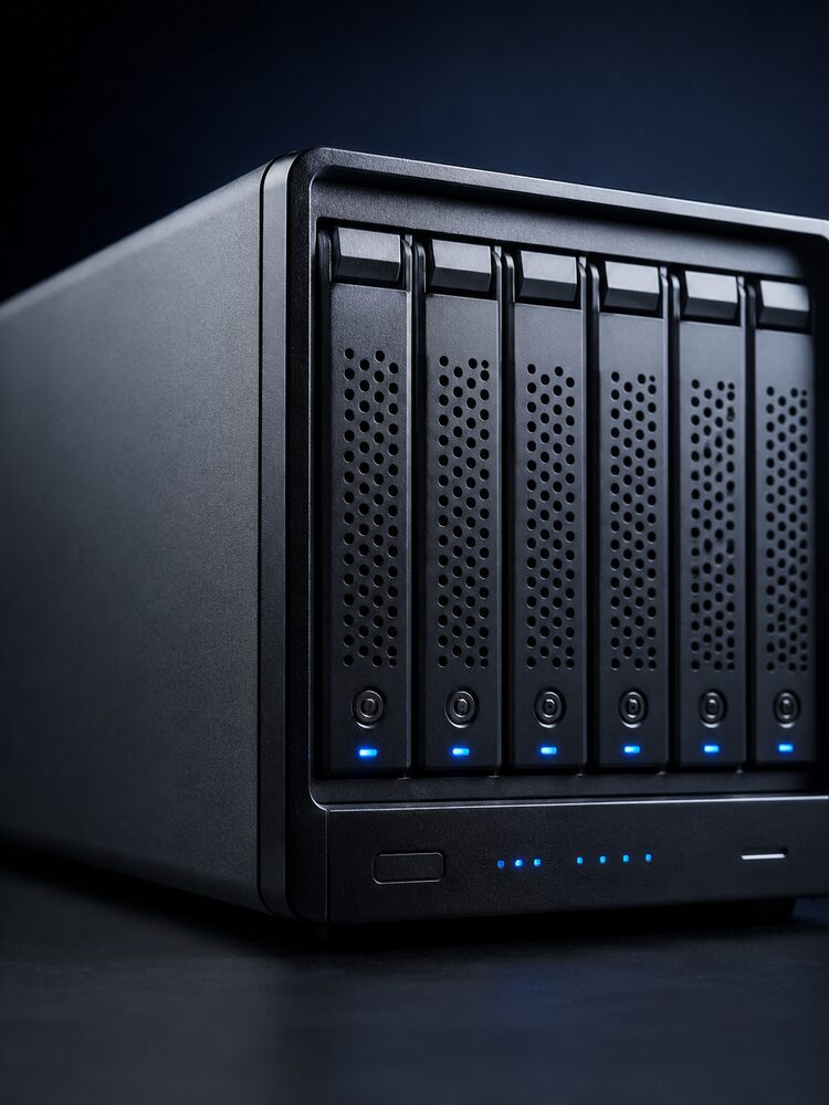 Multi-drive RAID array with drives in their bays