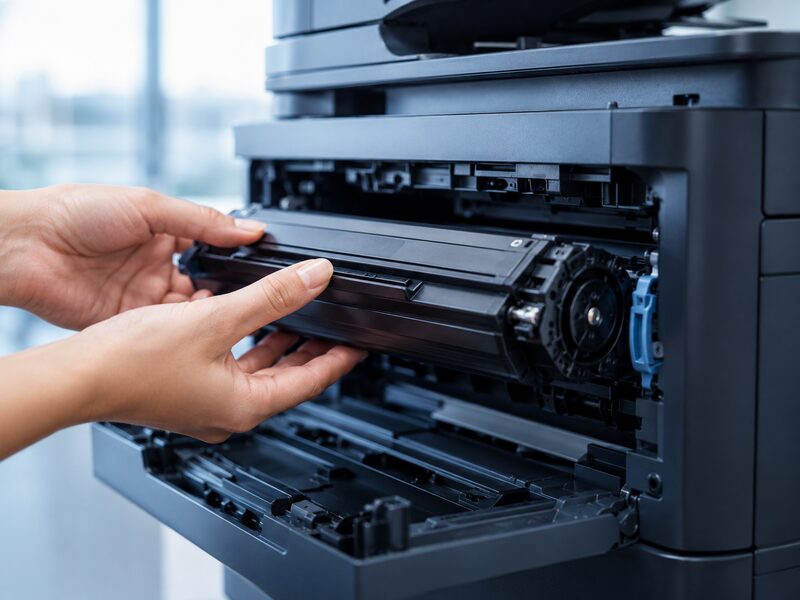Office printer being serviced
