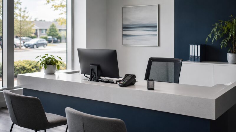 Small-business team working at their desks